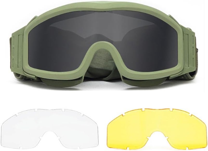 LEJUNJIE Airsoft Goggles, Tactical Safety Goggles Anti Fog Paintball Goggles with 3 Interchangeable lens Hunting Cycling - Image 1